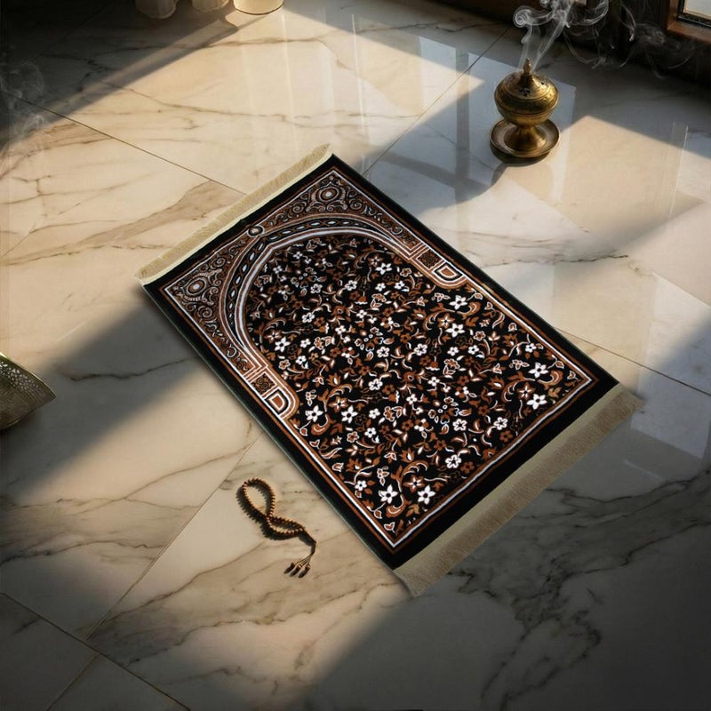 Melen Turkish prayer rug – Istabraq – Dark olive – Brown - Image 1